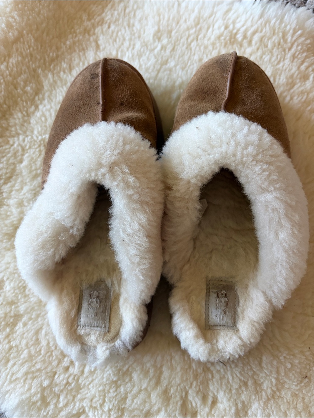 UGG Chestnut Brown Suede Shearling-Lined Moccasin Slippers